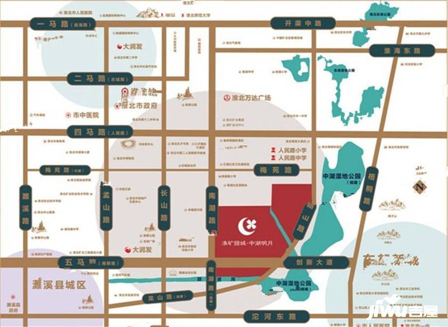 淮矿绿城中湖明月位置交通图2