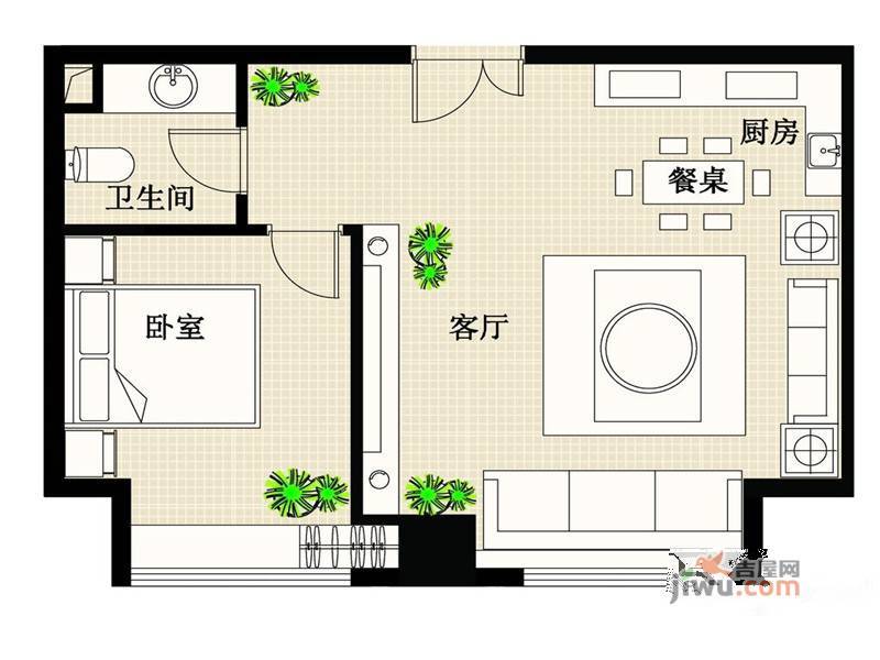 东方城市广场普通住宅63.6㎡户型图