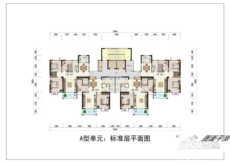 特凿花园3室2厅1卫97.4㎡户型图